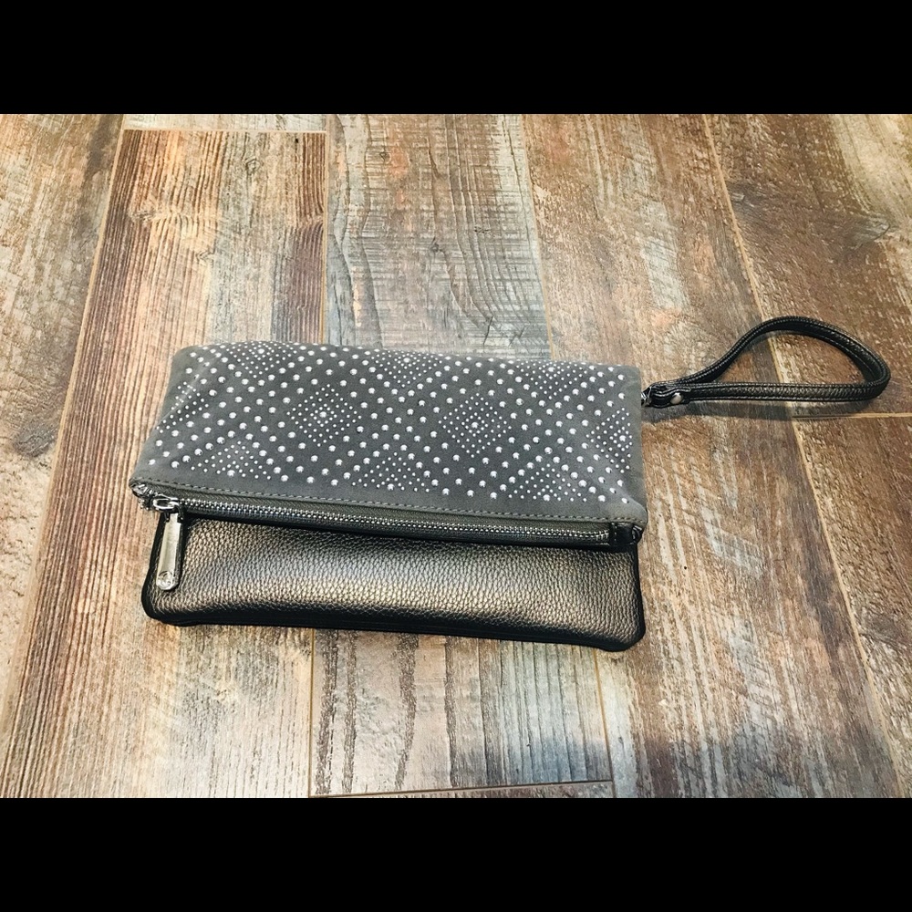 dark silver/gray studded clutch